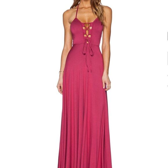 NWT Rachel Pally XS Harrison Lace Up Bust Boho Sexy Halter Maxi Long Gown Dress - Picture 4 of 10